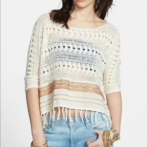 Free People Fringed Crochet Sweater M NEVER WORN